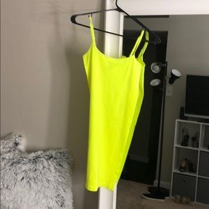 Neon yellow mini dress